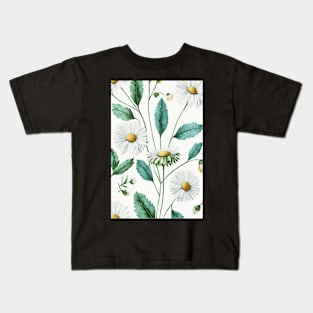 Floral Garden Botanical Print with Daisy Kids T-Shirt